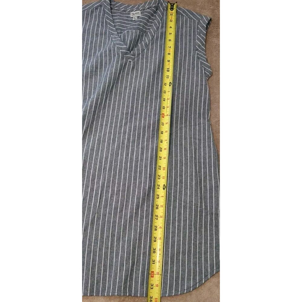 Rhythm. made For adventure Dress Linen Blend Denim Blue Stripe Sleeveless V Neck - Picture 13 of 13